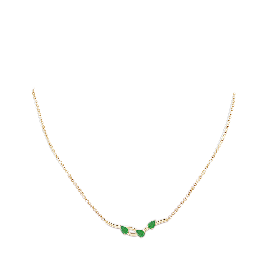 5x3mm A Pear-Shaped Emerald Tree Branch Pendant in Yellow Gold body-neck