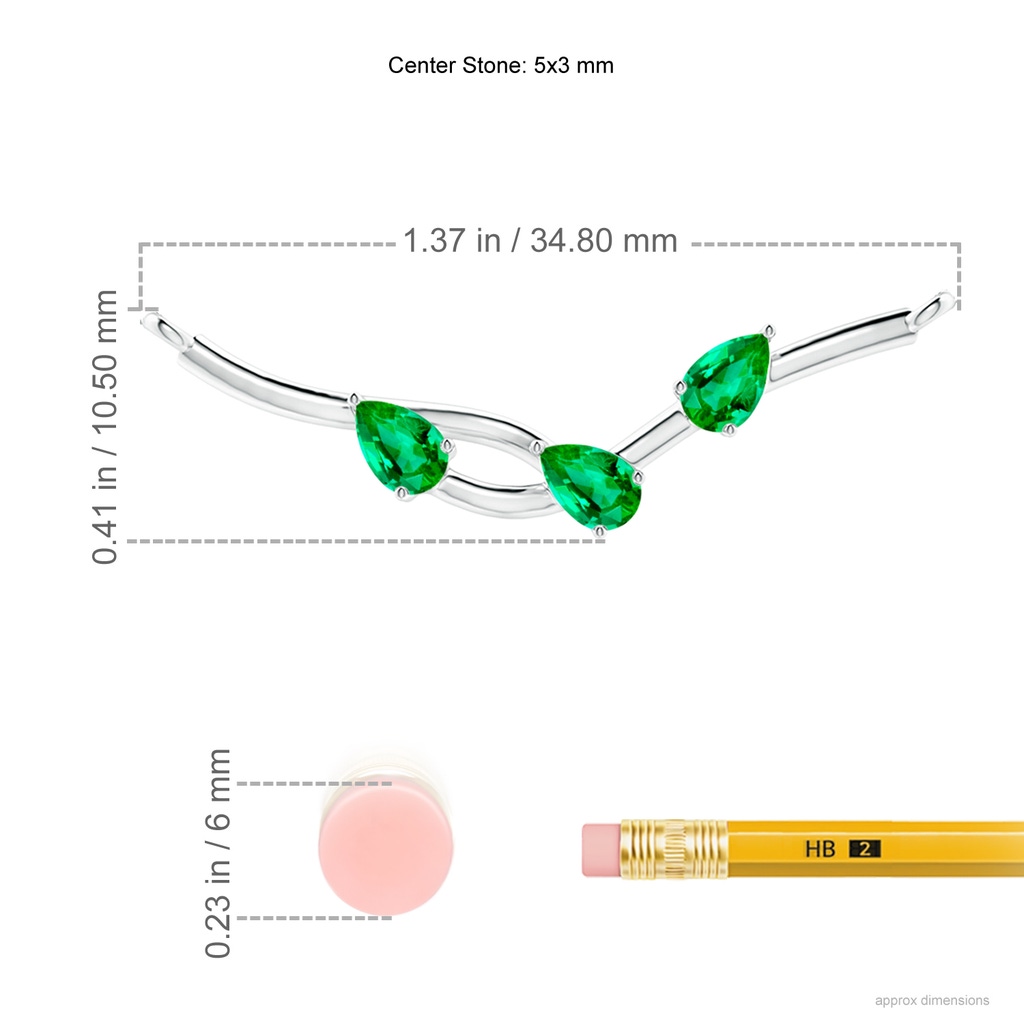 5x3mm AAA Pear-Shaped Emerald Tree Branch Pendant in P950 Platinum Ruler