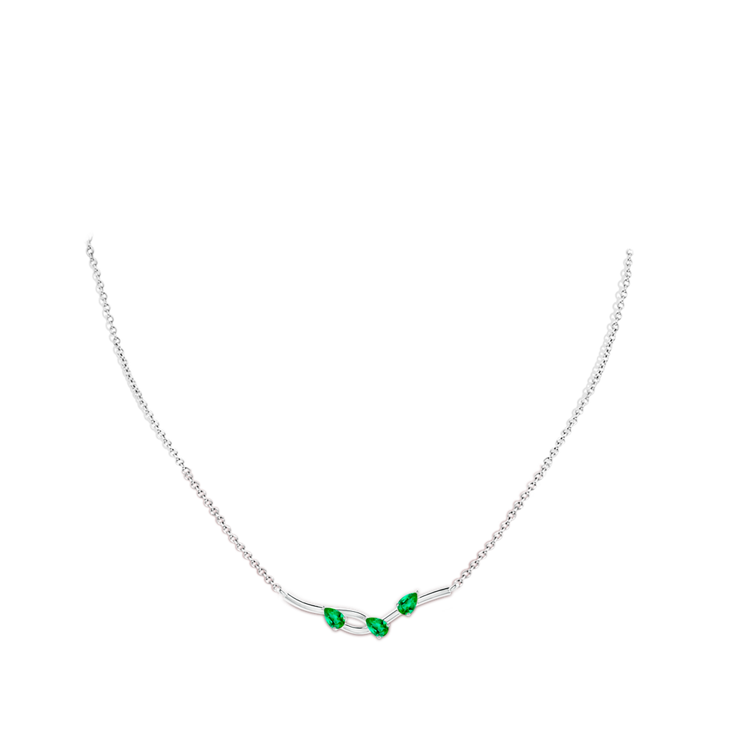5x3mm AAA Pear-Shaped Emerald Tree Branch Pendant in P950 Platinum Body-Neck