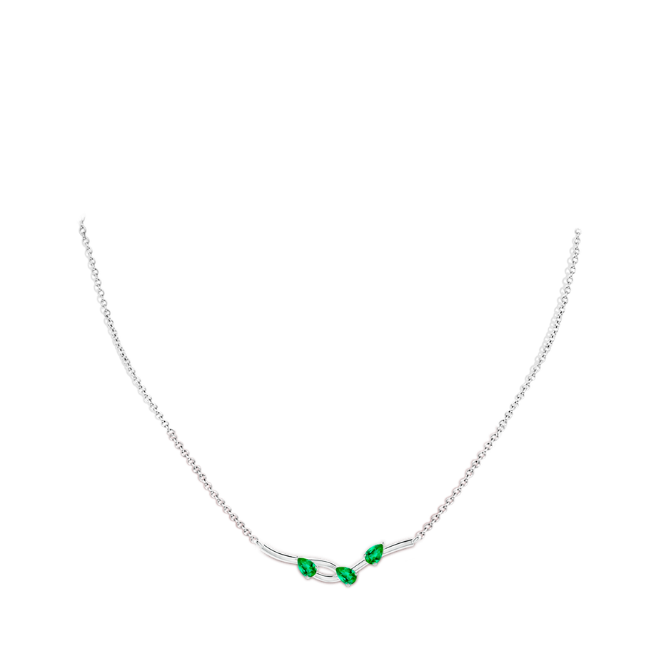 5x3mm AAA Pear-Shaped Emerald Tree Branch Pendant in P950 Platinum body-neck