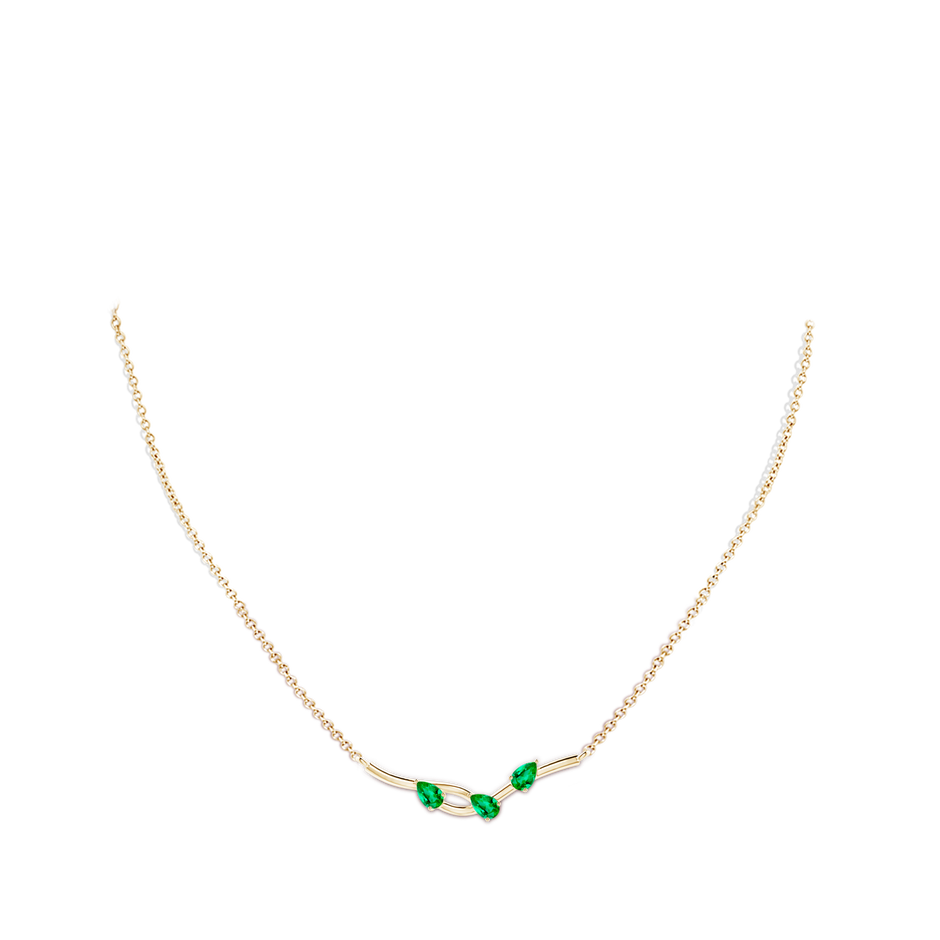 5x3mm AAA Pear-Shaped Emerald Tree Branch Pendant in Yellow Gold body-neck