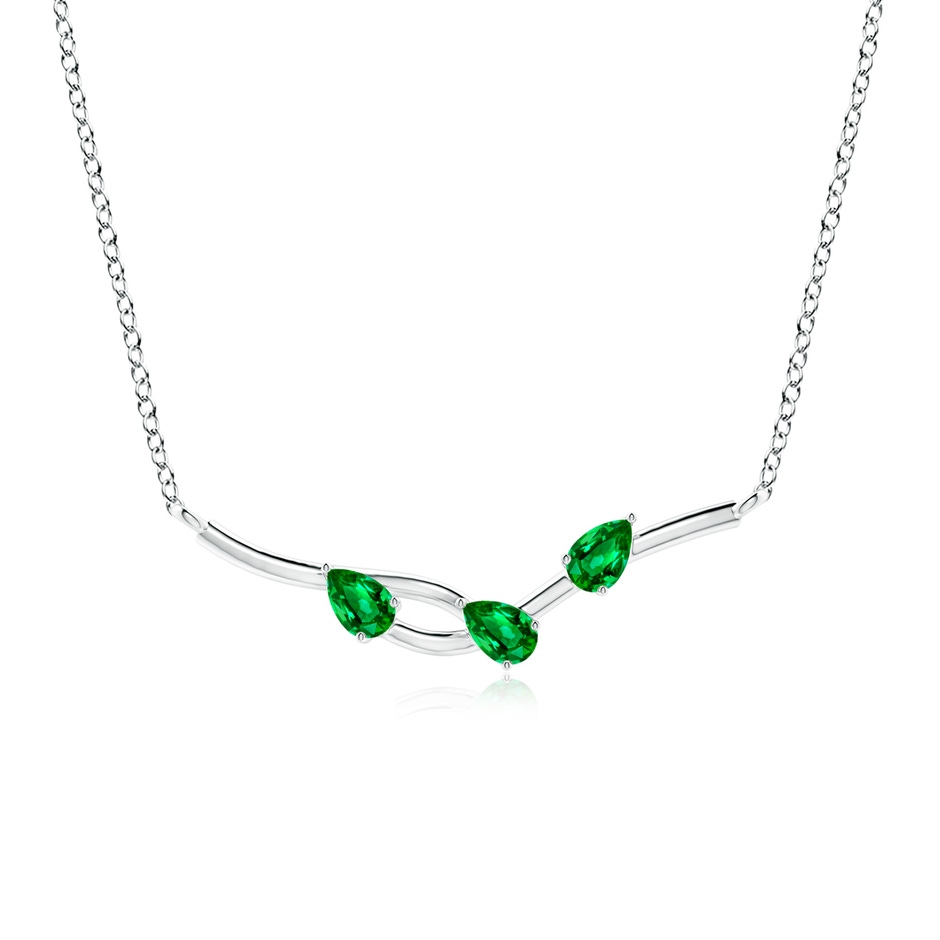 5x3mm Lab-Grown Pear-Shaped Emerald Tree Branch Pendant in P950 Platinum 