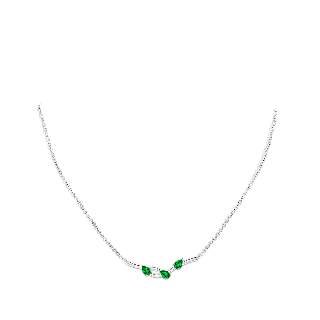 5x3mm AAAA Pear-Shaped Emerald Tree Branch Pendant in P950 Platinum Body-Neck