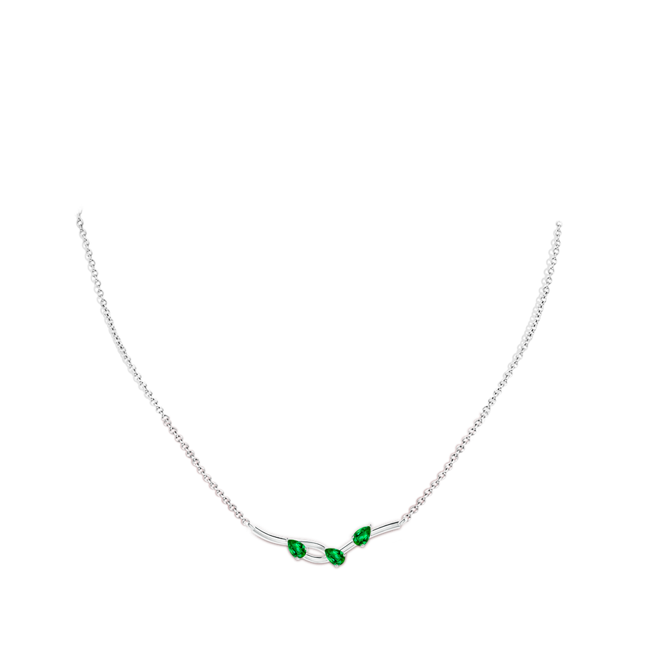 5x3mm Lab-Grown Pear-Shaped Emerald Tree Branch Pendant in P950 Platinum body-neck