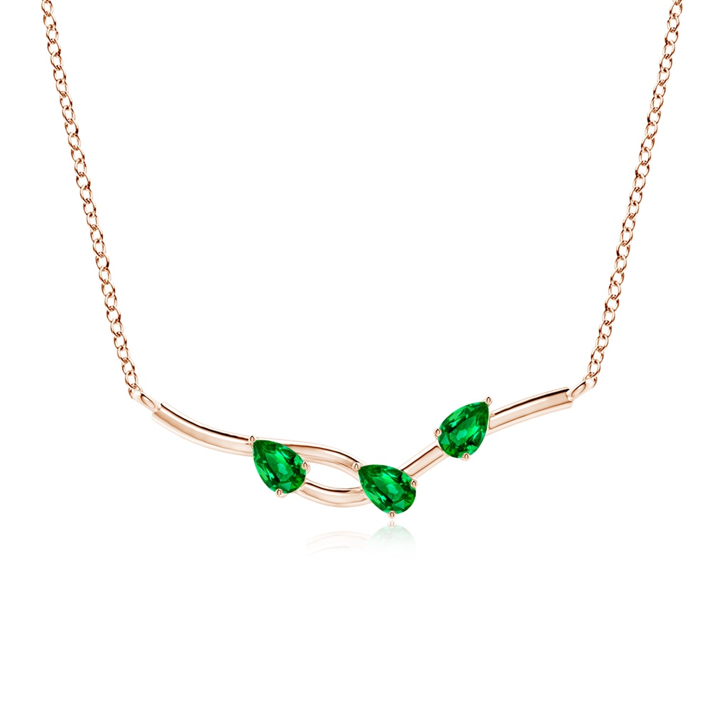 5x3mm AAAA Pear-Shaped Emerald Tree Branch Pendant in Rose Gold