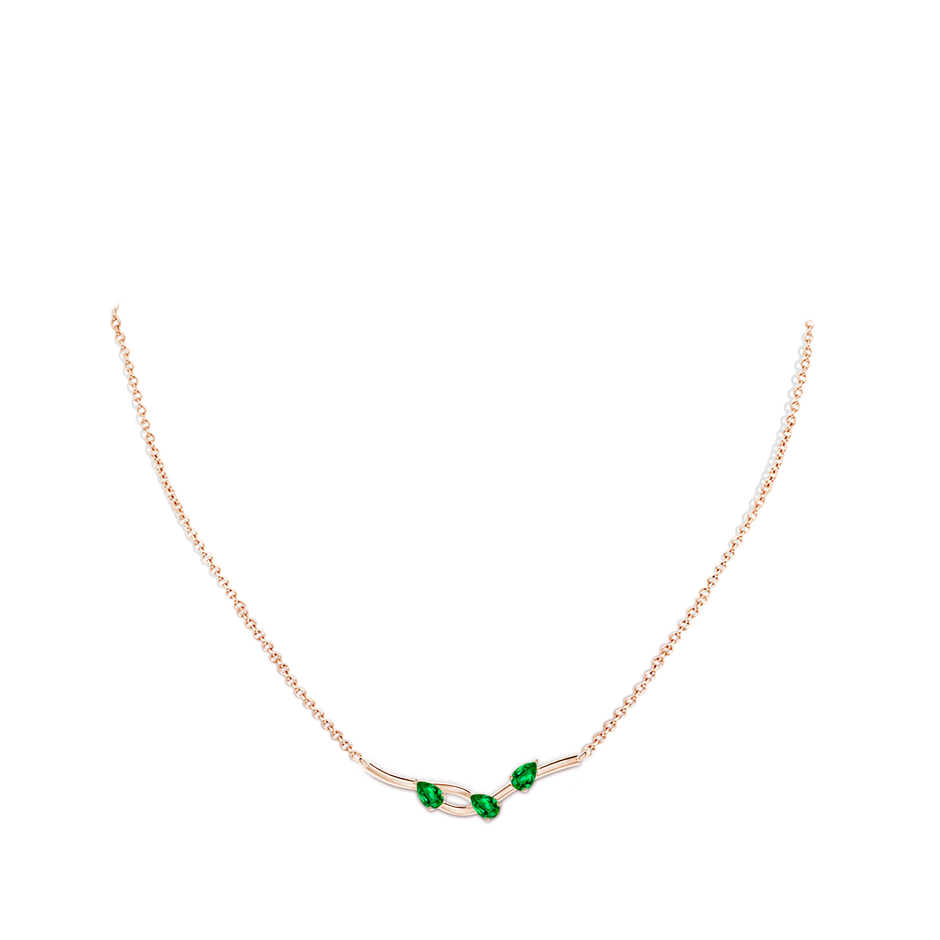 5x3mm AAAA Pear-Shaped Emerald Tree Branch Pendant in Rose Gold body-neck