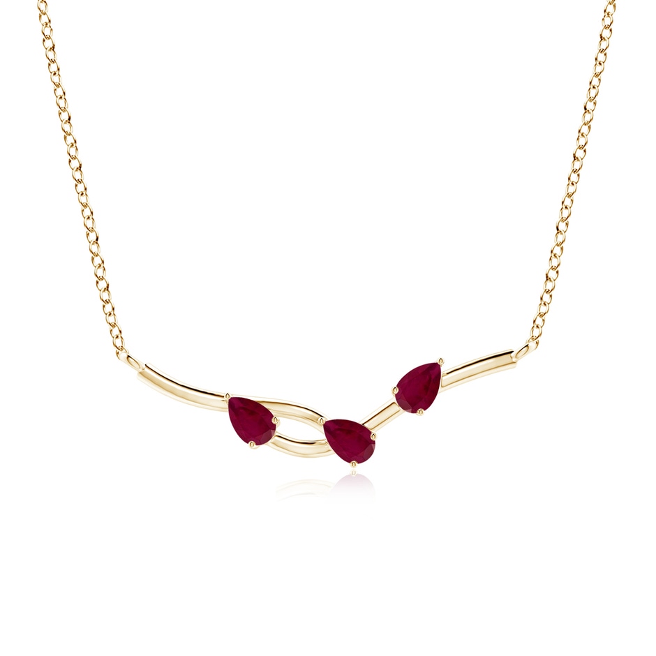 5x3mm A Pear-Shaped Ruby Tree Branch Pendant in 10K Yellow Gold 