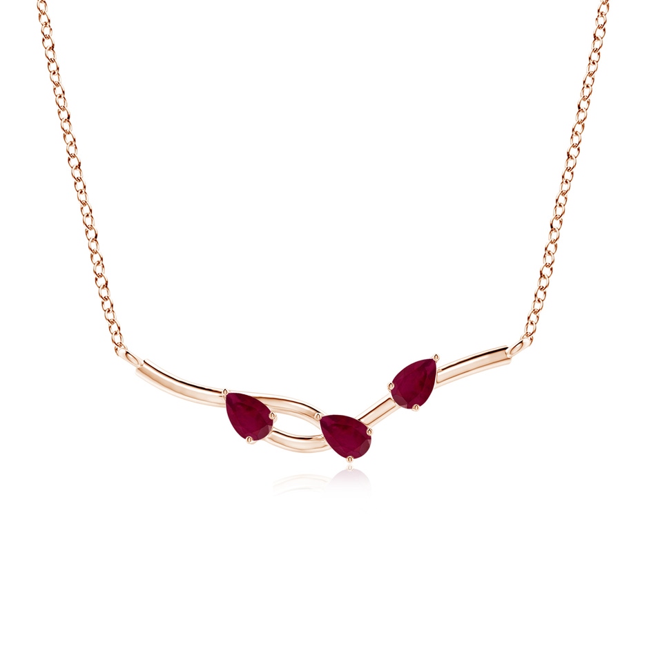 5x3mm A Pear-Shaped Ruby Tree Branch Pendant in 9K Rose Gold 