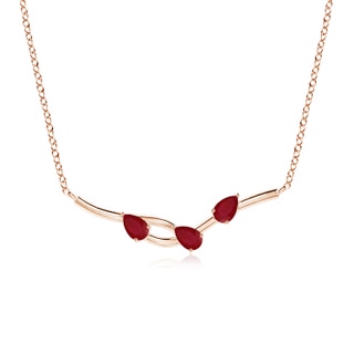 5x3mm AA Pear-Shaped Ruby Tree Branch Pendant in 9K Rose Gold