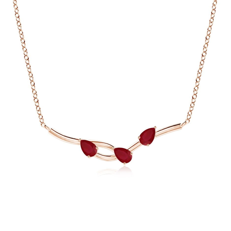 5x3mm AA Pear-Shaped Ruby Tree Branch Pendant in 9K Rose Gold 