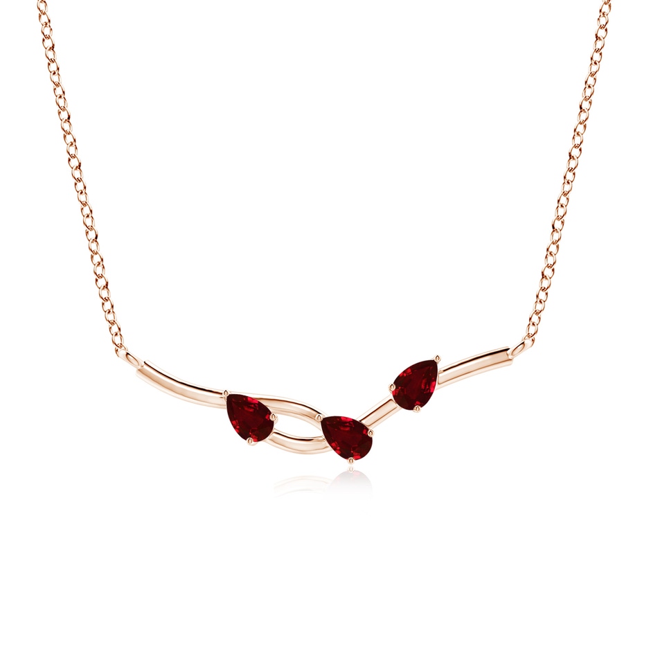 5x3mm Lab-Grown Pear-Shaped Ruby Tree Branch Pendant in 9K Rose Gold 