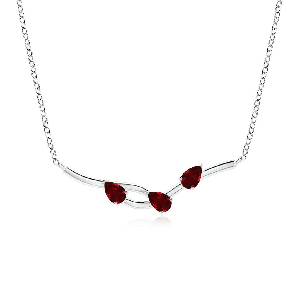 5x3mm AAAA Pear-Shaped Ruby Tree Branch Pendant in P950 Platinum