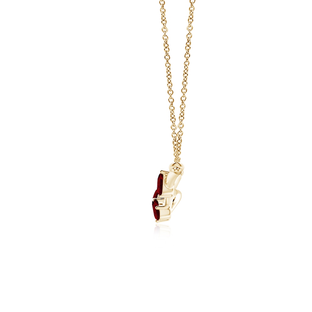 5x3mm AAAA Pear-Shaped Ruby Tree Branch Pendant in Yellow Gold Side-1