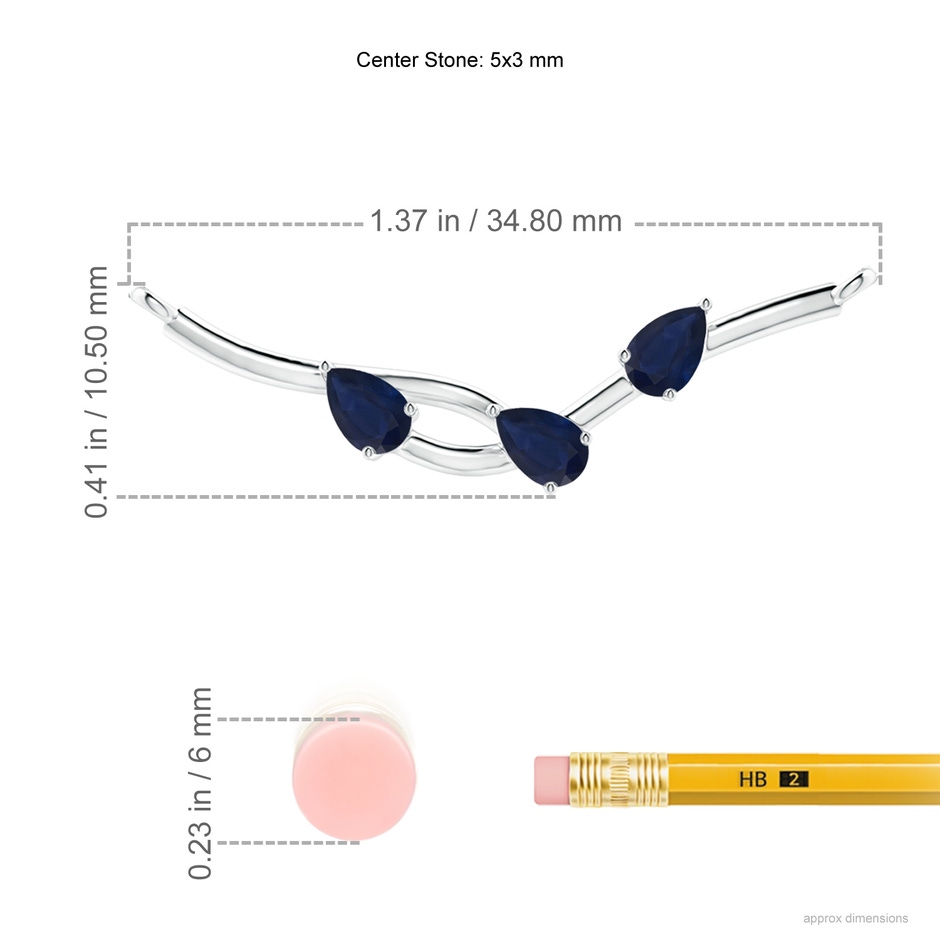 5x3mm A Pear-Shaped Sapphire Tree Branch Pendant in P950 Platinum ruler