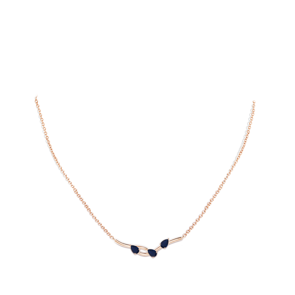 5x3mm A Pear-Shaped Sapphire Tree Branch Pendant in Rose Gold body-neck