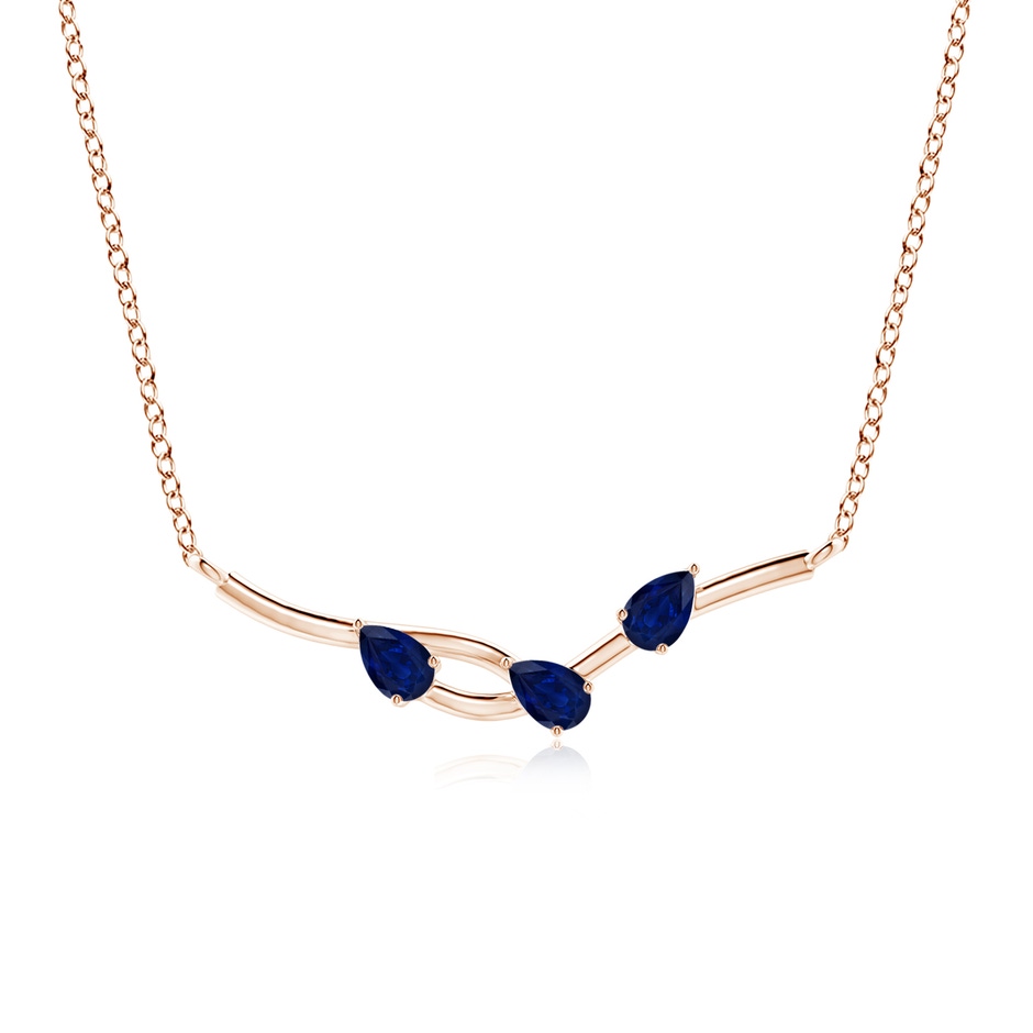 5x3mm AA Pear-Shaped Sapphire Tree Branch Pendant in Rose Gold 