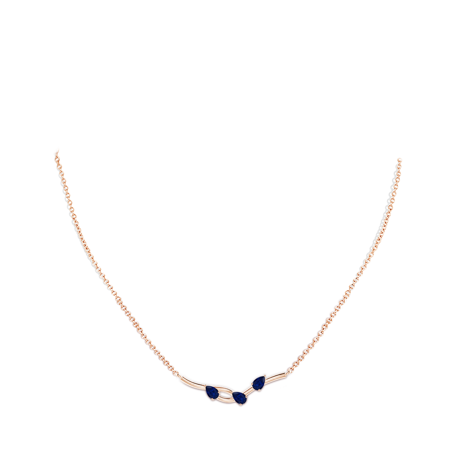 5x3mm AA Pear-Shaped Sapphire Tree Branch Pendant in Rose Gold body-neck