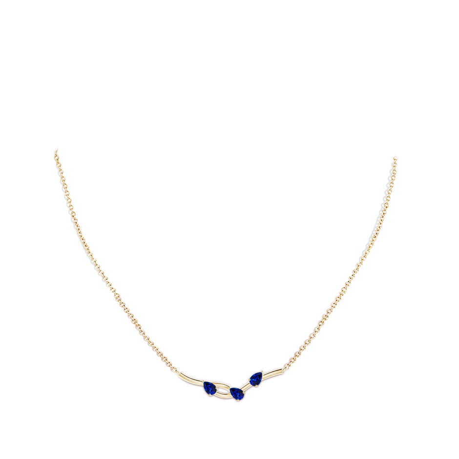 5x3mm AAAA Pear-Shaped Sapphire Tree Branch Pendant in Yellow Gold body-neck