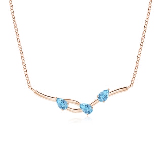 5x3mm A Pear-Shaped Swiss Blue Topaz Tree Branch Pendant in 9K Rose Gold