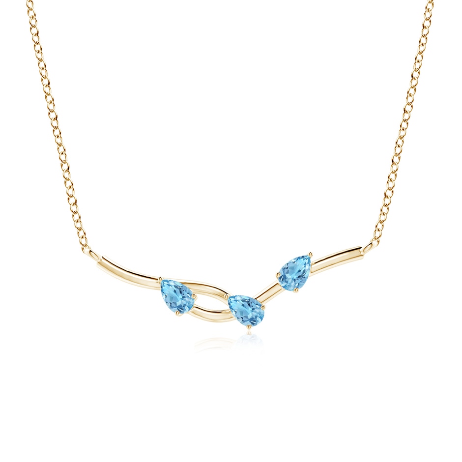 5x3mm A Pear-Shaped Swiss Blue Topaz Tree Branch Pendant in Yellow Gold 