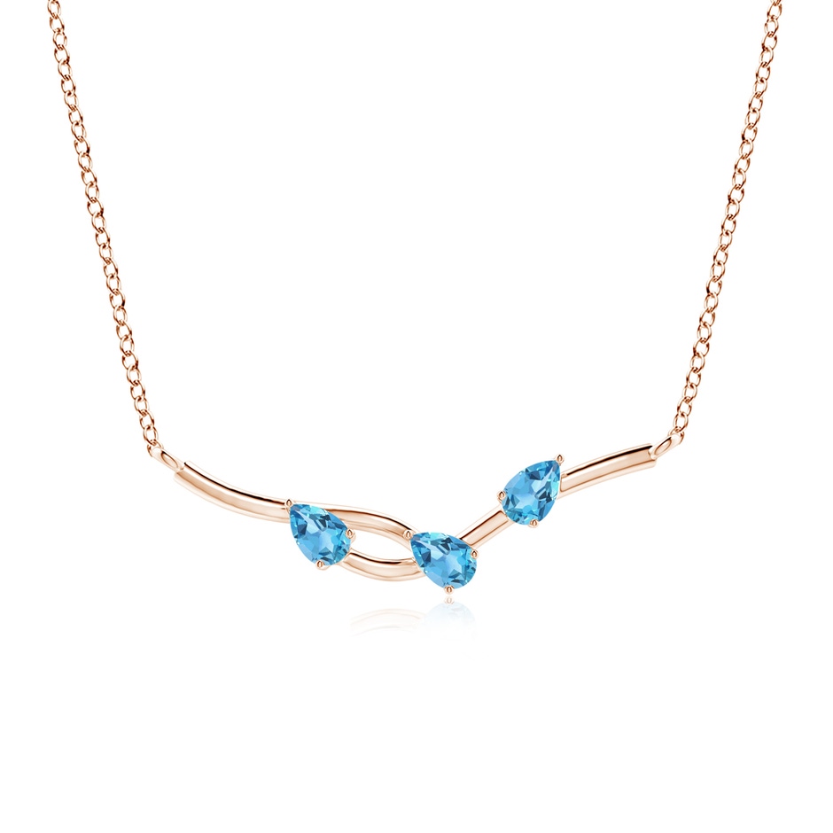 5x3mm AA Pear-Shaped Swiss Blue Topaz Tree Branch Pendant in 9K Rose Gold 