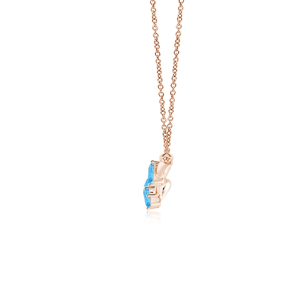 5x3mm AA Pear-Shaped Swiss Blue Topaz Tree Branch Pendant in 9K Rose Gold side-1