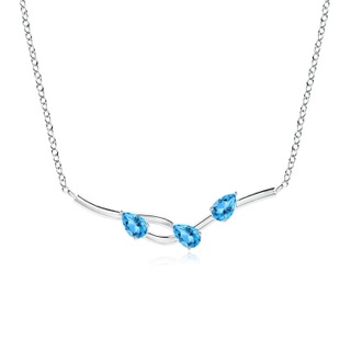 5x3mm AAA Pear-Shaped Swiss Blue Topaz Tree Branch Pendant in P950 Platinum