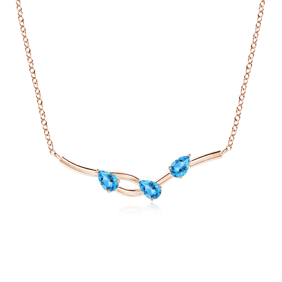 5x3mm AAA Pear-Shaped Swiss Blue Topaz Tree Branch Pendant in Rose Gold 
