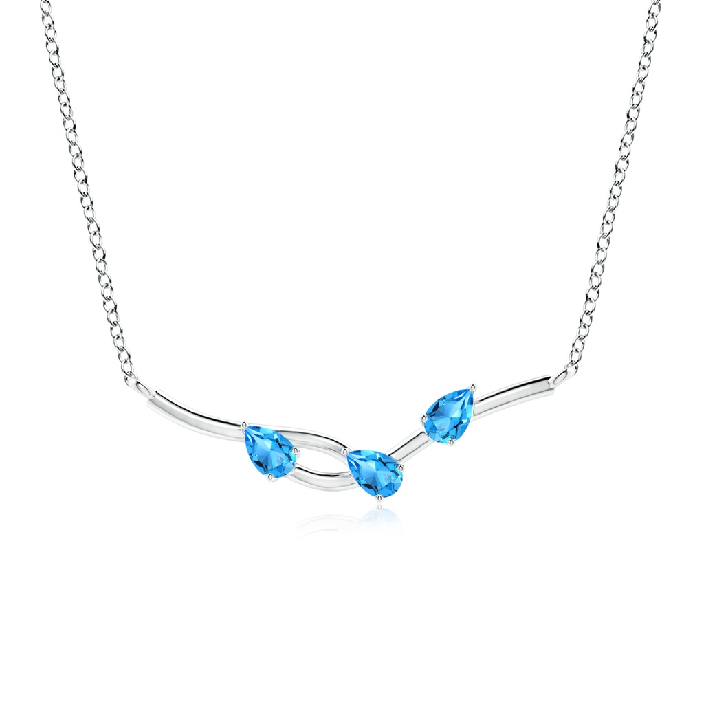 5x3mm AAAA Pear-Shaped Swiss Blue Topaz Tree Branch Pendant in P950 Platinum