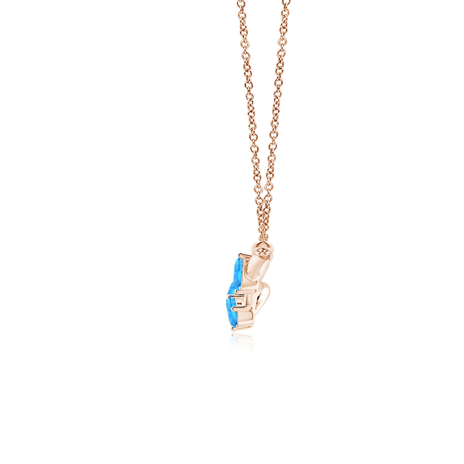 5x3mm AAAA Pear-Shaped Swiss Blue Topaz Tree Branch Pendant in Rose Gold side-1