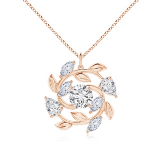 8mm HSI2 Round and Marquise Diamond Olive Branch Pendant in Rose Gold