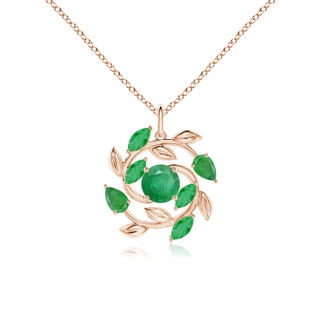 6mm A Round and Marquise Emerald Olive Branch Pendant in 9K Rose Gold