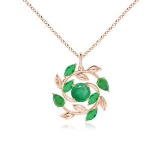6mm A Round and Marquise Emerald Olive Branch Pendant in Rose Gold