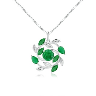 6mm AA Round and Marquise Emerald Olive Branch Pendant in P950 Platinum