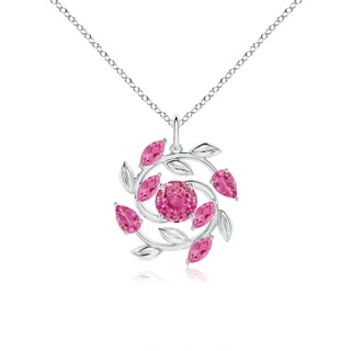 6mm AAA Round and Marquise Pink Sapphire Olive Branch Pendant in P950 Platinum