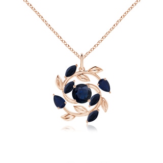 6mm A Round and Marquise Sapphire Olive Branch Pendant in 9K Rose Gold