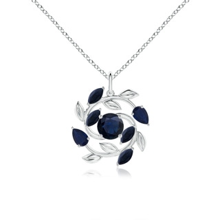 6mm A Round and Marquise Sapphire Olive Branch Pendant in P950 Platinum