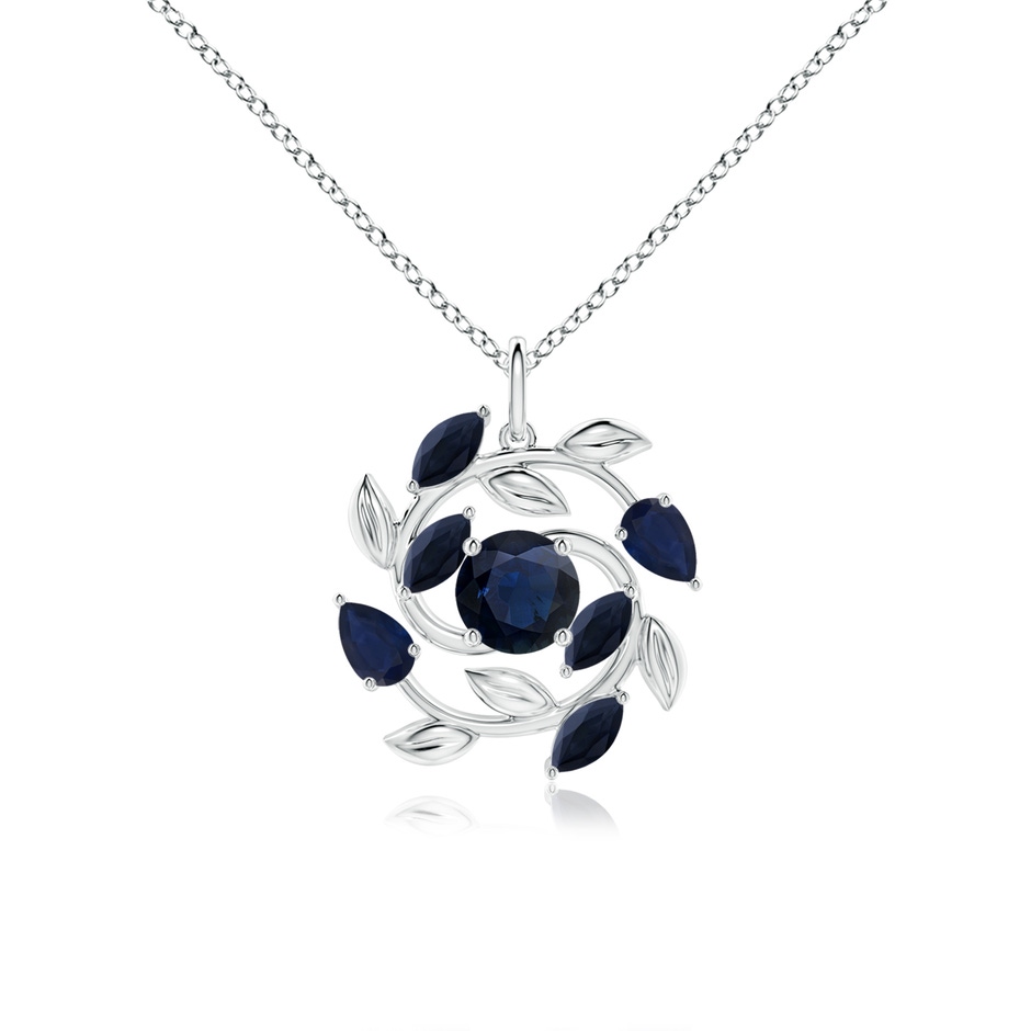 6mm A Round and Marquise Sapphire Olive Branch Pendant in P950 Platinum 