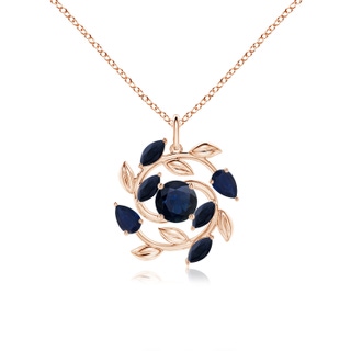 6mm A Round and Marquise Sapphire Olive Branch Pendant in Rose Gold