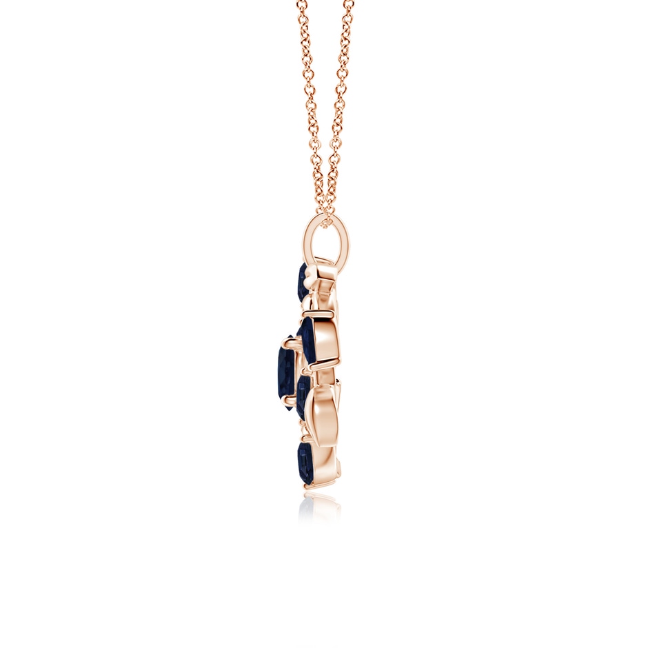 6mm A Round and Marquise Sapphire Olive Branch Pendant in Rose Gold side 199