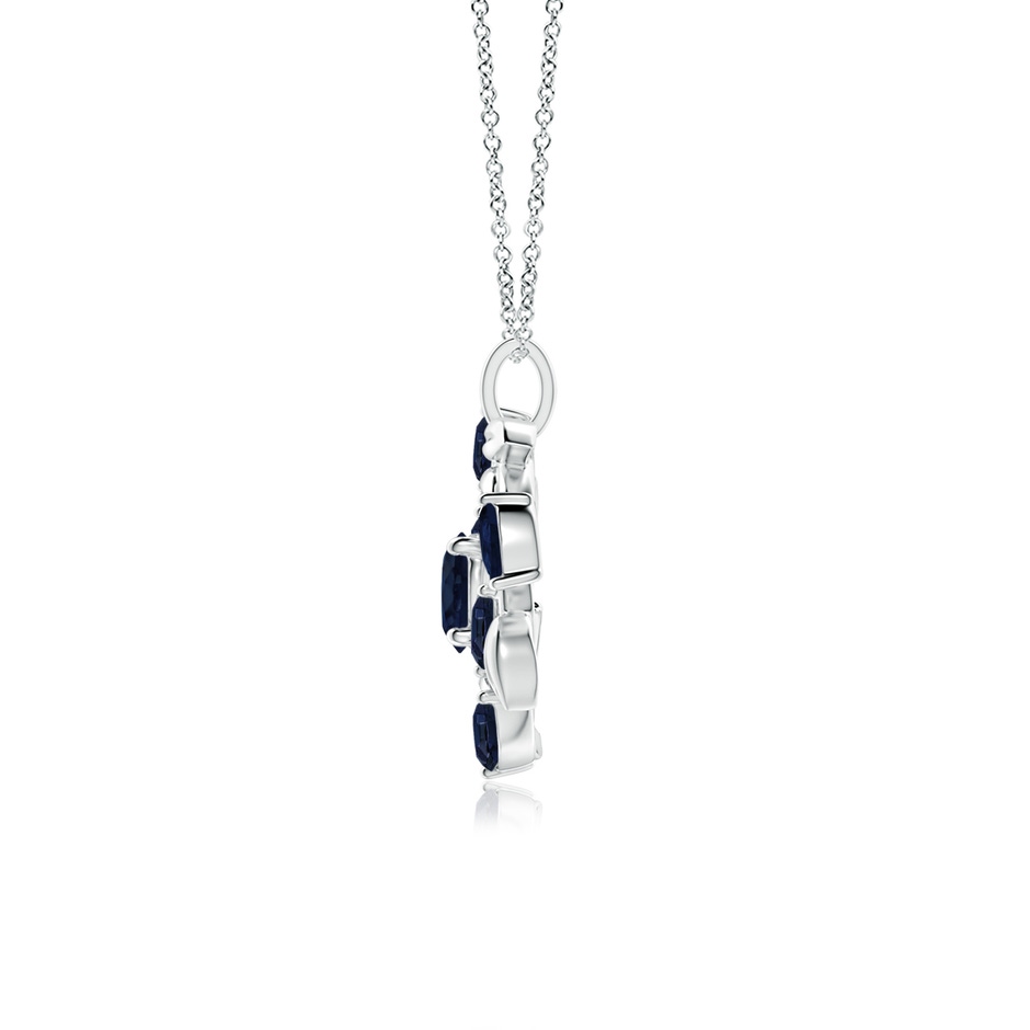 6mm A Round and Marquise Sapphire Olive Branch Pendant in White Gold side 199