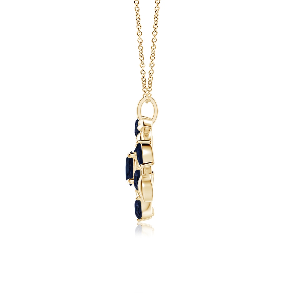6mm A Round and Marquise Sapphire Olive Branch Pendant in Yellow Gold side 199