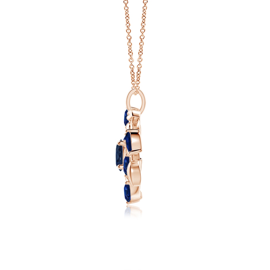 6mm AA Round and Marquise Sapphire Olive Branch Pendant in Rose Gold side 199