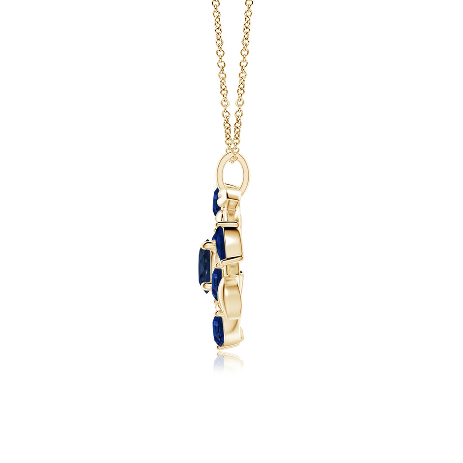 6mm AA Round and Marquise Sapphire Olive Branch Pendant in Yellow Gold side 199