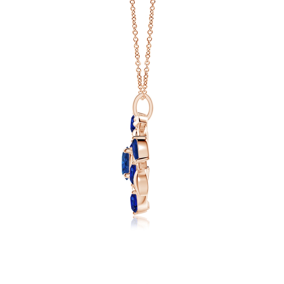 6mm AAA Round and Marquise Sapphire Olive Branch Pendant in Rose Gold side 199