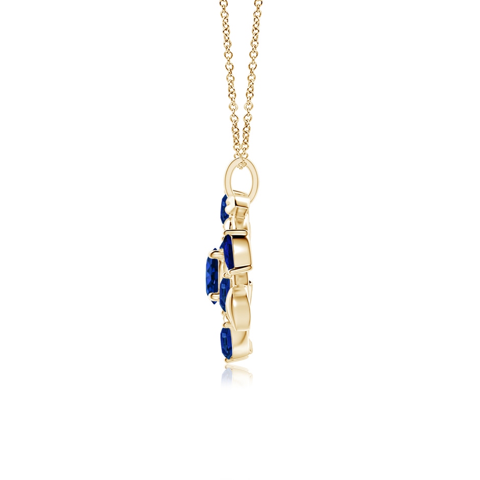 6mm AAAA Round and Marquise Sapphire Olive Branch Pendant in 18K Yellow Gold side 199