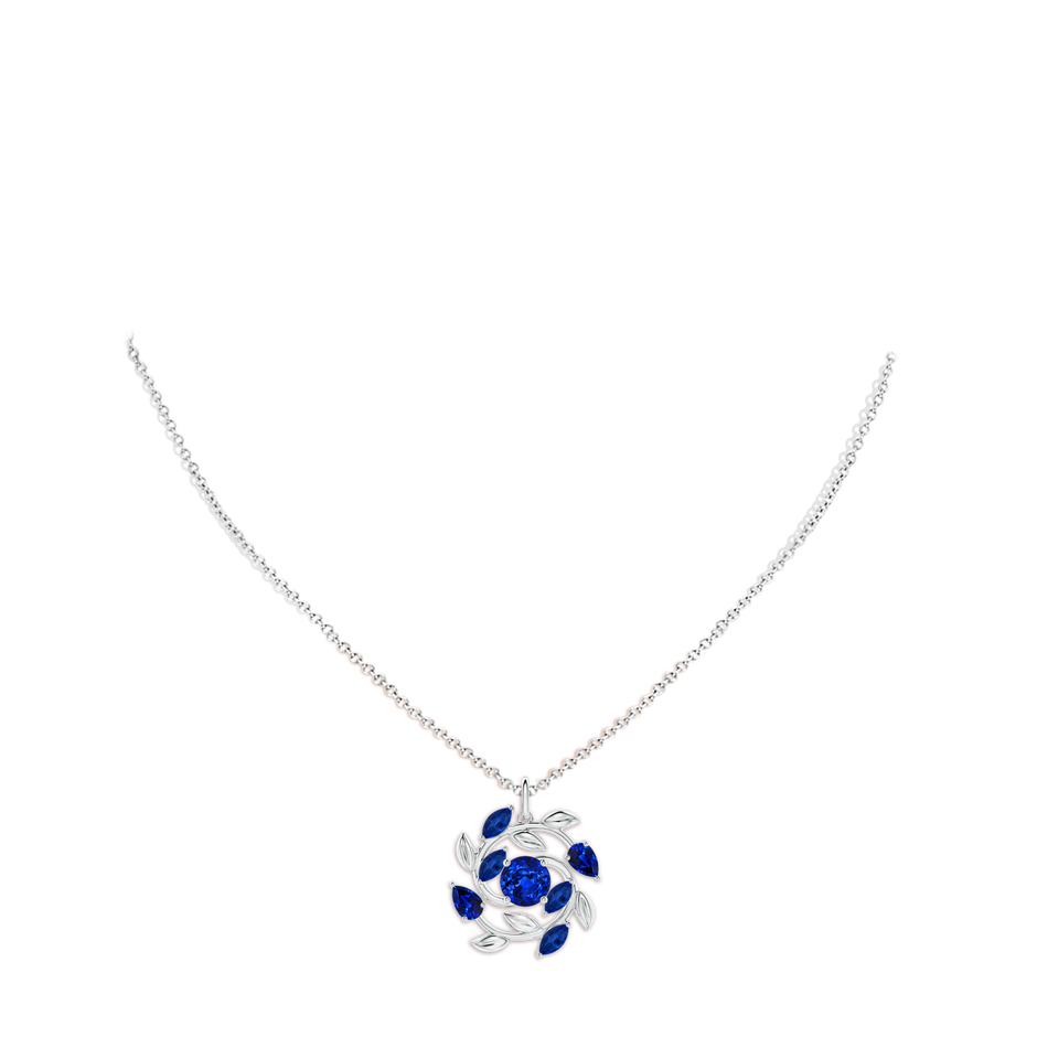 6mm AAAA Round and Marquise Sapphire Olive Branch Pendant in P950 Platinum pen