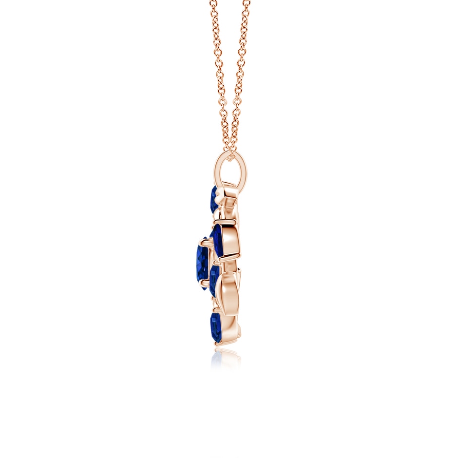 6mm AAAA Round and Marquise Sapphire Olive Branch Pendant in Rose Gold side 199