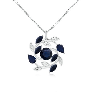 7mm A Round and Marquise Sapphire Olive Branch Pendant in P950 Platinum
