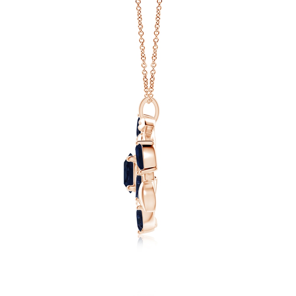 7mm A Round and Marquise Sapphire Olive Branch Pendant in Rose Gold side 199